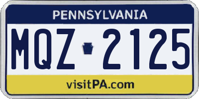 PA license plate MQZ2125