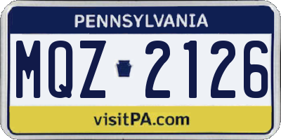 PA license plate MQZ2126