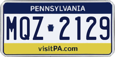 PA license plate MQZ2129