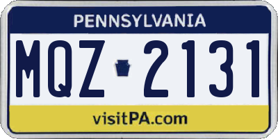 PA license plate MQZ2131