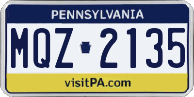 PA license plate MQZ2135