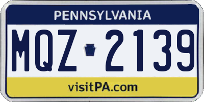 PA license plate MQZ2139