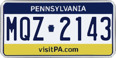 PA license plate MQZ2143
