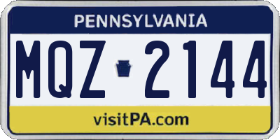 PA license plate MQZ2144