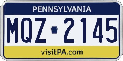 PA license plate MQZ2145