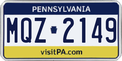 PA license plate MQZ2149
