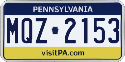 PA license plate MQZ2153
