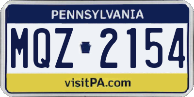 PA license plate MQZ2154