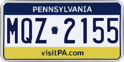PA license plate MQZ2155