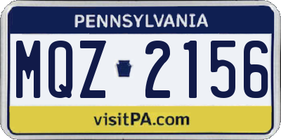 PA license plate MQZ2156
