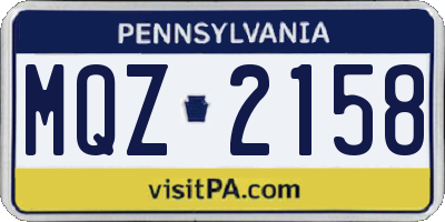PA license plate MQZ2158