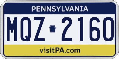 PA license plate MQZ2160
