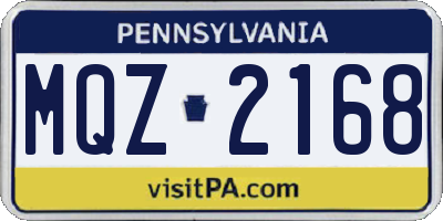 PA license plate MQZ2168