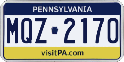 PA license plate MQZ2170