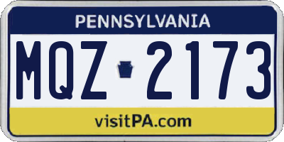 PA license plate MQZ2173