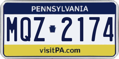 PA license plate MQZ2174