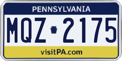 PA license plate MQZ2175