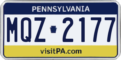 PA license plate MQZ2177