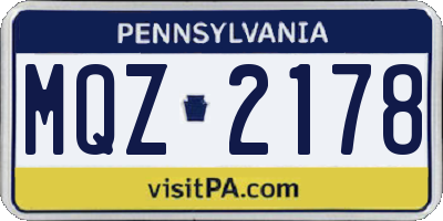 PA license plate MQZ2178
