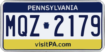 PA license plate MQZ2179