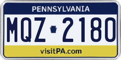 PA license plate MQZ2180