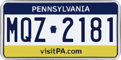 PA license plate MQZ2181