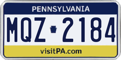 PA license plate MQZ2184