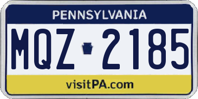 PA license plate MQZ2185