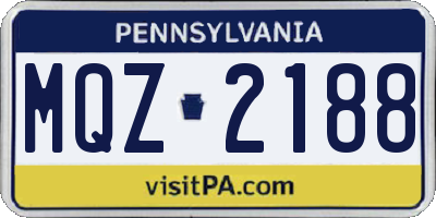 PA license plate MQZ2188
