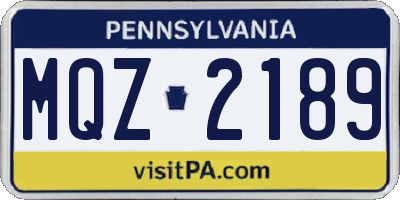 PA license plate MQZ2189
