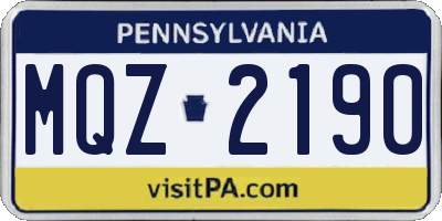 PA license plate MQZ2190