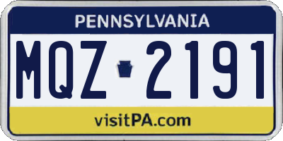 PA license plate MQZ2191
