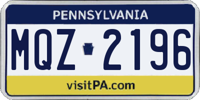 PA license plate MQZ2196