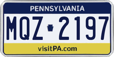 PA license plate MQZ2197