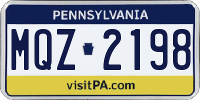 PA license plate MQZ2198