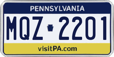 PA license plate MQZ2201