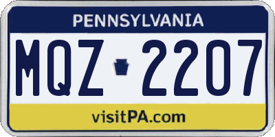 PA license plate MQZ2207
