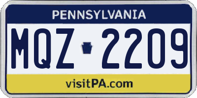 PA license plate MQZ2209