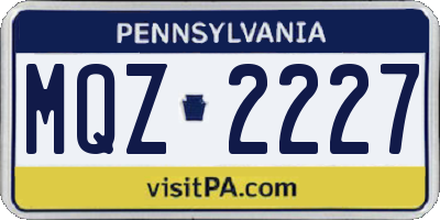 PA license plate MQZ2227