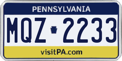 PA license plate MQZ2233