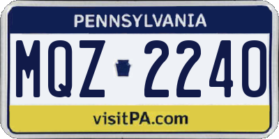 PA license plate MQZ2240