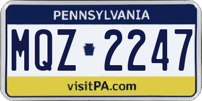 PA license plate MQZ2247