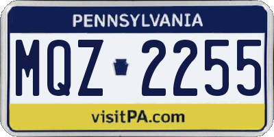 PA license plate MQZ2255