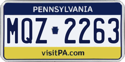 PA license plate MQZ2263
