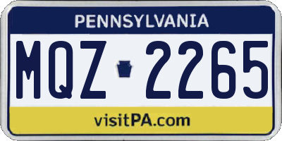 PA license plate MQZ2265