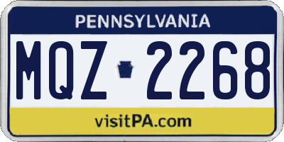 PA license plate MQZ2268