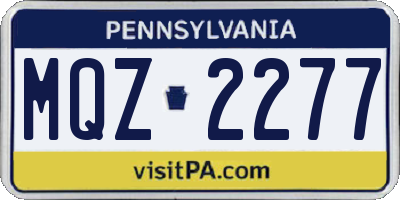 PA license plate MQZ2277
