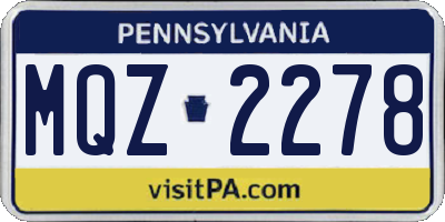 PA license plate MQZ2278