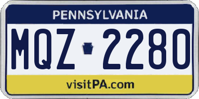 PA license plate MQZ2280