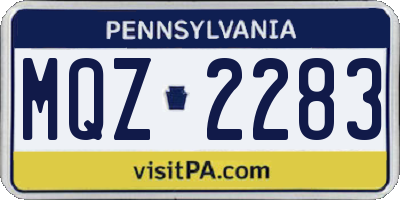 PA license plate MQZ2283